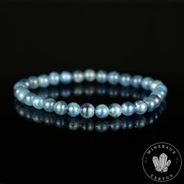 Bracelet Aigue-Marine et Tourmaline Noire perles rondes 6mm AA - Devil Blue Aquamarine