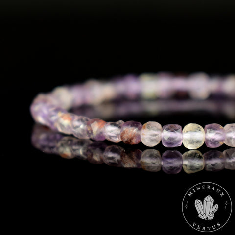 Bracelet Cacoxénite perles 4mm carrées facettées grade AAA