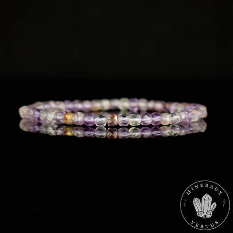Bracelet Cacoxénite perles 4mm carrées facettées grade AAA